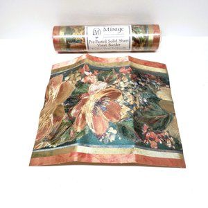 Vintage Mirage Pre-Pasted Border Wall Paper Shiny Pink 1980's Flowers 5.4 Yds